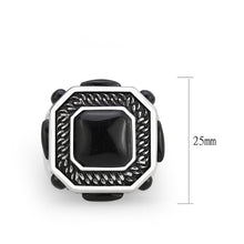 Load image into Gallery viewer, TK3901 - High polished (no plating) Stainless Steel Ring with Synthetic in Jet