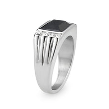 Load image into Gallery viewer, TK3902 - High polished (no plating) Stainless Steel Ring with Synthetic in Jet