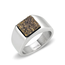 Load image into Gallery viewer, TK3904 - High polished (no plating) Stainless Steel Ring with Druzy in Brown