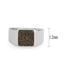 Load image into Gallery viewer, TK3904 - High polished (no plating) Stainless Steel Ring with Druzy in Brown