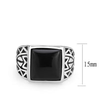 Load image into Gallery viewer, TK3905 - High polished (no plating) Stainless Steel Ring with Synthetic in Jet