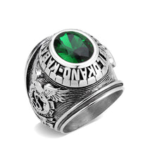 Load image into Gallery viewer, TK3906 - High polished (no plating) Stainless Steel Ring with Top Grade Crystal in Emerald