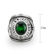 Load image into Gallery viewer, TK3906 - High polished (no plating) Stainless Steel Ring with Top Grade Crystal in Emerald