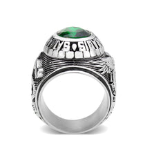 Load image into Gallery viewer, TK3906 - High polished (no plating) Stainless Steel Ring with Top Grade Crystal in Emerald