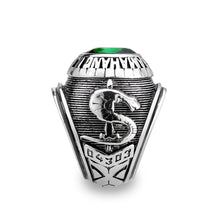 Load image into Gallery viewer, TK3906 - High polished (no plating) Stainless Steel Ring with Top Grade Crystal in Emerald