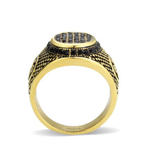 Load image into Gallery viewer, TK3910 - IP Gold(Ion Plating) Stainless Steel Ring with AAA Grade CZ in Jet