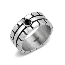 Load image into Gallery viewer, TK3911 - High polished (no plating) Stainless Steel Ring with Top Grade Crystal in Jet