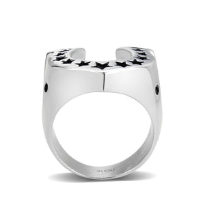 TK3912 - High polished (no plating) Stainless Steel Ring with Epoxy in Jet