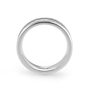 TK3914 - High polished (no plating) Stainless Steel Ring with AAA Grade CZ in Clear