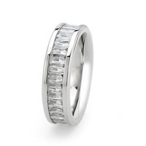 TK3914 - High polished (no plating) Stainless Steel Ring with AAA Grade CZ in Clear