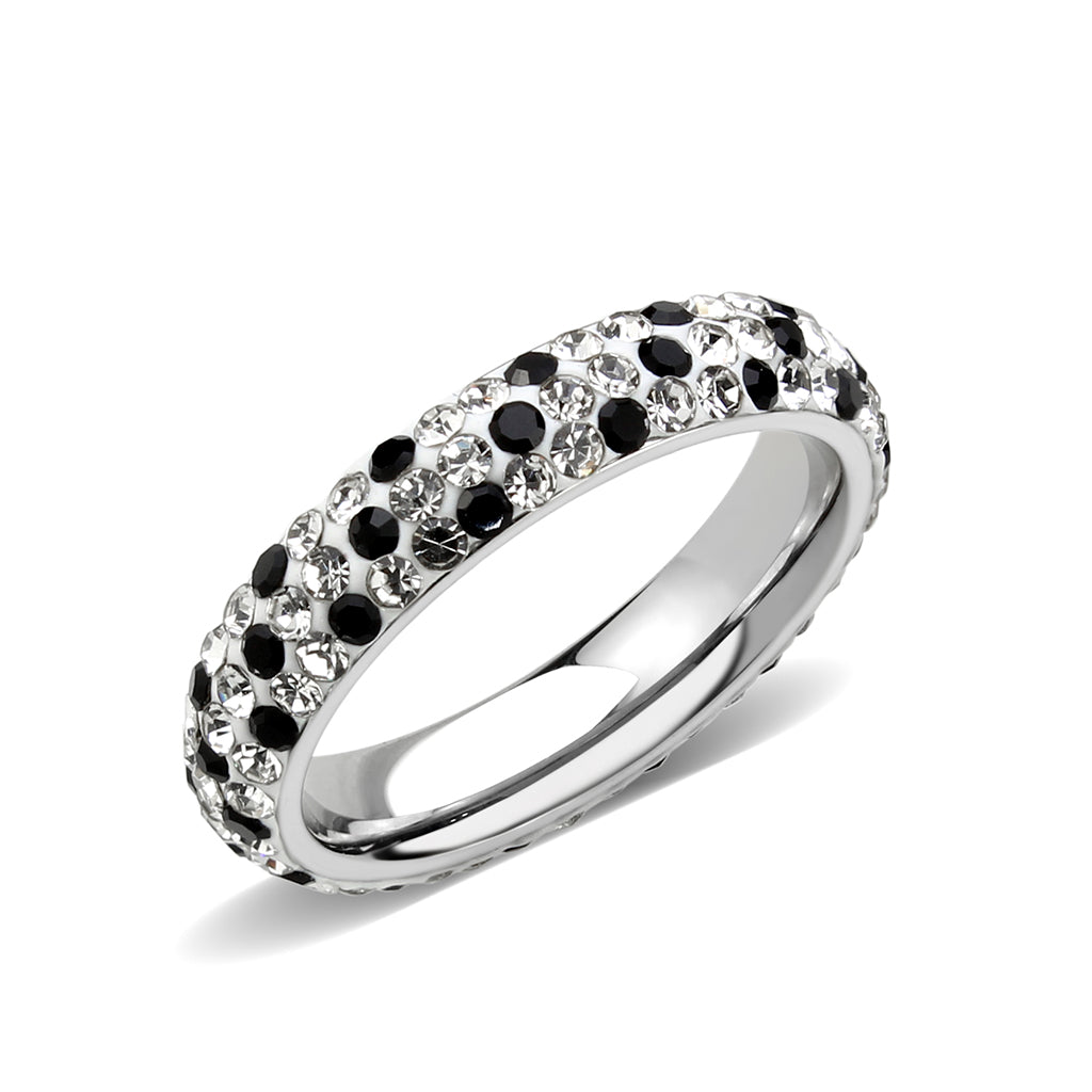 TK3917 - High polished (no plating) Stainless Steel Ring with Top Grade Crystal in MultiColor