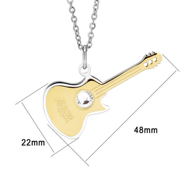 TK3934 - Two Tone IP Gold (Ion Plating) Stainless Steel Chain Pendant with Top Grade Crystal in Clear