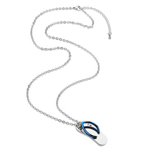 TK3940 - High polished (no plating) Stainless Steel Chain Pendant with Top Grade Crystal in Clear