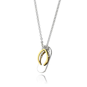 TK3941 - Two Tone IP Gold (Ion Plating) Stainless Steel Chain Pendant with Top Grade Crystal in Clear