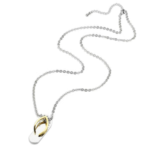 TK3941 - Two Tone IP Gold (Ion Plating) Stainless Steel Chain Pendant with Top Grade Crystal in Clear