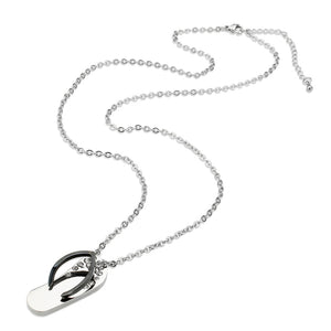 TK3942 - Two Tone IP Black Stainless Steel Chain Pendant with Top Grade Crystal in Clear