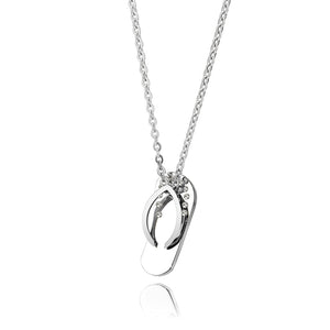 TK3943 - High polished (no plating) Stainless Steel Chain Pendant with Top Grade Crystal in Clear