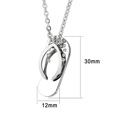 TK3943 - High polished (no plating) Stainless Steel Chain Pendant with Top Grade Crystal in Clear