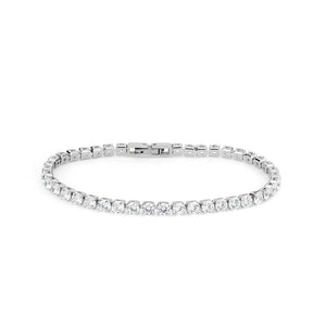 TK3947 - High polished (no plating) Stainless Steel Bracelet with AAA Grade CZ in Clear