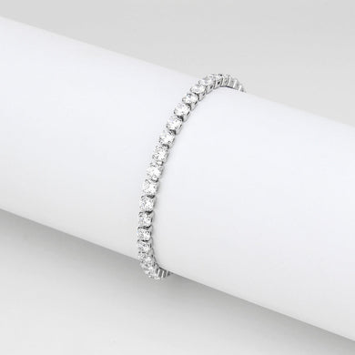 TK3947 - High polished (no plating) Stainless Steel Bracelet with AAA Grade CZ in Clear