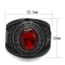 Load image into Gallery viewer, TK414703J - IP Black(Ion Plating) Stainless Steel Ring with Synthetic Synthetic Glass in Siam