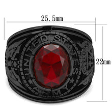 Load image into Gallery viewer, TK414706J - IP Black(Ion Plating) Stainless Steel Ring with Synthetic Synthetic Glass in Siam