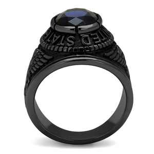 TK414707J - IP Black(Ion Plating) Stainless Steel Ring with Synthetic Synthetic Glass in Sapphire