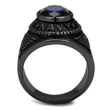 Load image into Gallery viewer, TK414707J - IP Black(Ion Plating) Stainless Steel Ring with Synthetic Synthetic Glass in Sapphire