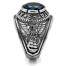 Load image into Gallery viewer, TK414707 - High polished (no plating) Stainless Steel Ring with Synthetic Synthetic Glass in Sapphire