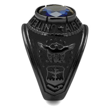 Load image into Gallery viewer, TK414708J - IP Black(Ion Plating) Stainless Steel Ring with Synthetic Synthetic Glass in Sapphire