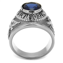 Load image into Gallery viewer, TK414708 - High polished (no plating) Stainless Steel Ring with Synthetic Synthetic Glass in Sapphire