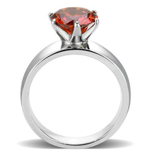 Load image into Gallery viewer, TK52001 - High polished (no plating) Stainless Steel Ring with AAA Grade CZ  in Garnet