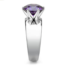 Load image into Gallery viewer, TK52002 - High polished (no plating) Stainless Steel Ring with AAA Grade CZ  in Amethyst