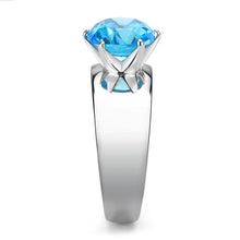 Load image into Gallery viewer, TK52003 - High polished (no plating) Stainless Steel Ring with Synthetic Synthetic Glass in Sea Blue