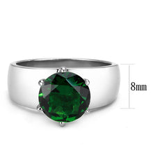 Load image into Gallery viewer, TK52005 - High polished (no plating) Stainless Steel Ring with Synthetic Synthetic Glass in Emerald