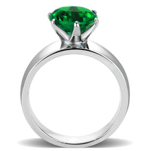 Load image into Gallery viewer, TK52005 - High polished (no plating) Stainless Steel Ring with Synthetic Synthetic Glass in Emerald