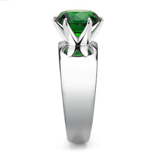 Load image into Gallery viewer, TK52005 - High polished (no plating) Stainless Steel Ring with Synthetic Synthetic Glass in Emerald