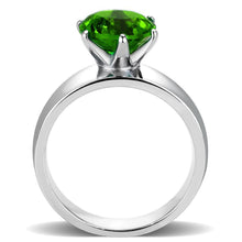 Load image into Gallery viewer, TK52008 - High polished (no plating) Stainless Steel Ring with Synthetic Synthetic Glass in Peridot