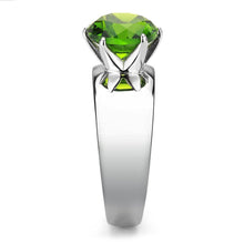 Load image into Gallery viewer, TK52008 - High polished (no plating) Stainless Steel Ring with Synthetic Synthetic Glass in Peridot