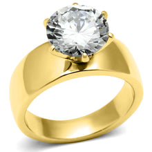 Load image into Gallery viewer, TK520G - Ion Gold Plating Stainless Steel Ring with AAA Grade CZ  in Clear