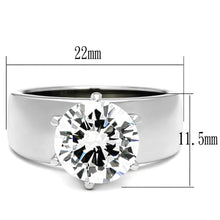 Load image into Gallery viewer, TK520 - High polished (no plating) Stainless Steel Ring with AAA Grade CZ  in Clear