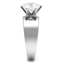 Load image into Gallery viewer, TK520 - High polished (no plating) Stainless Steel Ring with AAA Grade CZ  in Clear