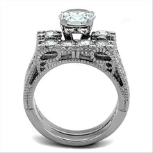 Load image into Gallery viewer, TK5X019 - High polished (no plating) Stainless Steel Ring with AAA Grade CZ  in Clear