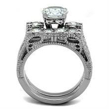 Load image into Gallery viewer, TK5X019 - High polished (no plating) Stainless Steel Ring with AAA Grade CZ  in Clear