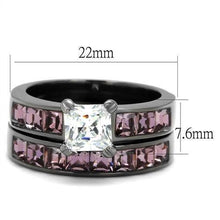 Load image into Gallery viewer, TK61206LJ - IP Light Black  (IP Gun) Stainless Steel Ring with AAA Grade CZ  in Clear