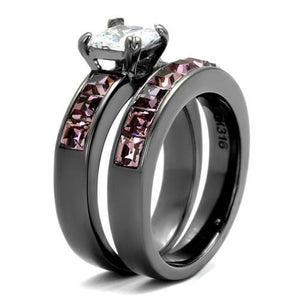 TK61206LJ - IP Light Black  (IP Gun) Stainless Steel Ring with AAA Grade CZ  in Clear