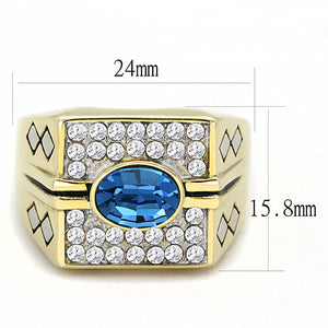 TK752 - Two-Tone IP Gold (Ion Plating) Stainless Steel Ring with Top Grade Crystal  in Montana