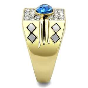 TK752 - Two-Tone IP Gold (Ion Plating) Stainless Steel Ring with Top Grade Crystal  in Montana