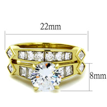 Load image into Gallery viewer, TK8X040 - IP Gold(Ion Plating) Stainless Steel Ring with AAA Grade CZ  in Clear