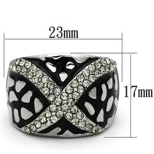 Load image into Gallery viewer, TK921 - High polished (no plating) Stainless Steel Ring with Top Grade Crystal  in Black Diamond